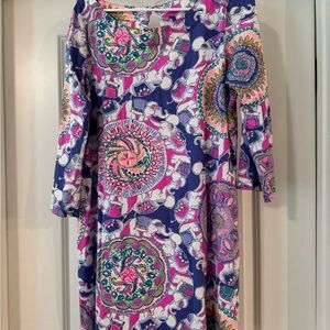 Lilly Pulitzer Women's 3/4 Sleeve XL Dress, Play That Trunks Music Print, Cotton
